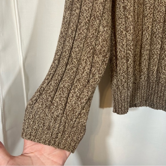 Oscar De La Renta Quarter Zip Brown Cotton Blend Men's Sweater Grandpacore Sz L - Picture 6 of 6